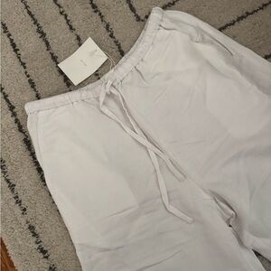 OAK + FORT White Drawstring Linen Pants (XS)